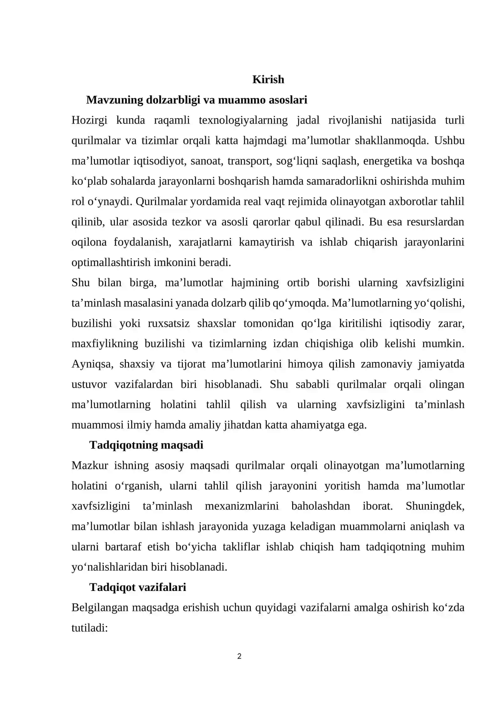 Buyumlar internetidan foydalanib, malumotlar holatini tahlil qiling va ularni xavfsizligini ko'risah chiqing 3