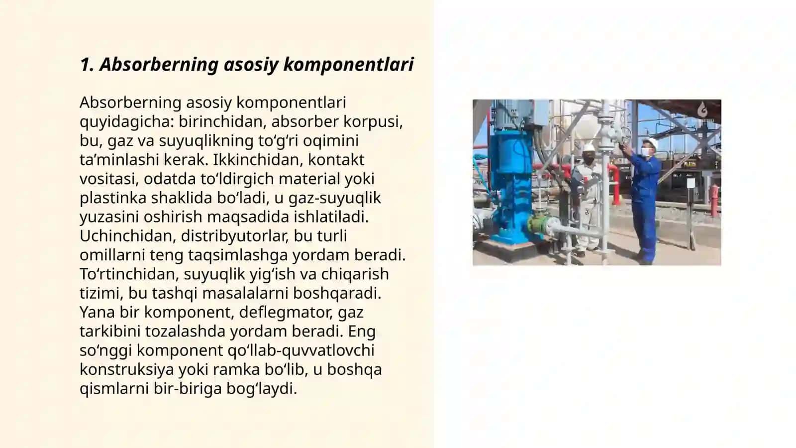 Sulfat kislota ishlab chiqarishidagi absorberning tuzilishi va ishlashi 3