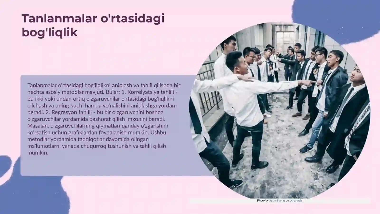Oʻzaro bog`liq tanlanmalarni statistik jihatdan tadqiq etish 3