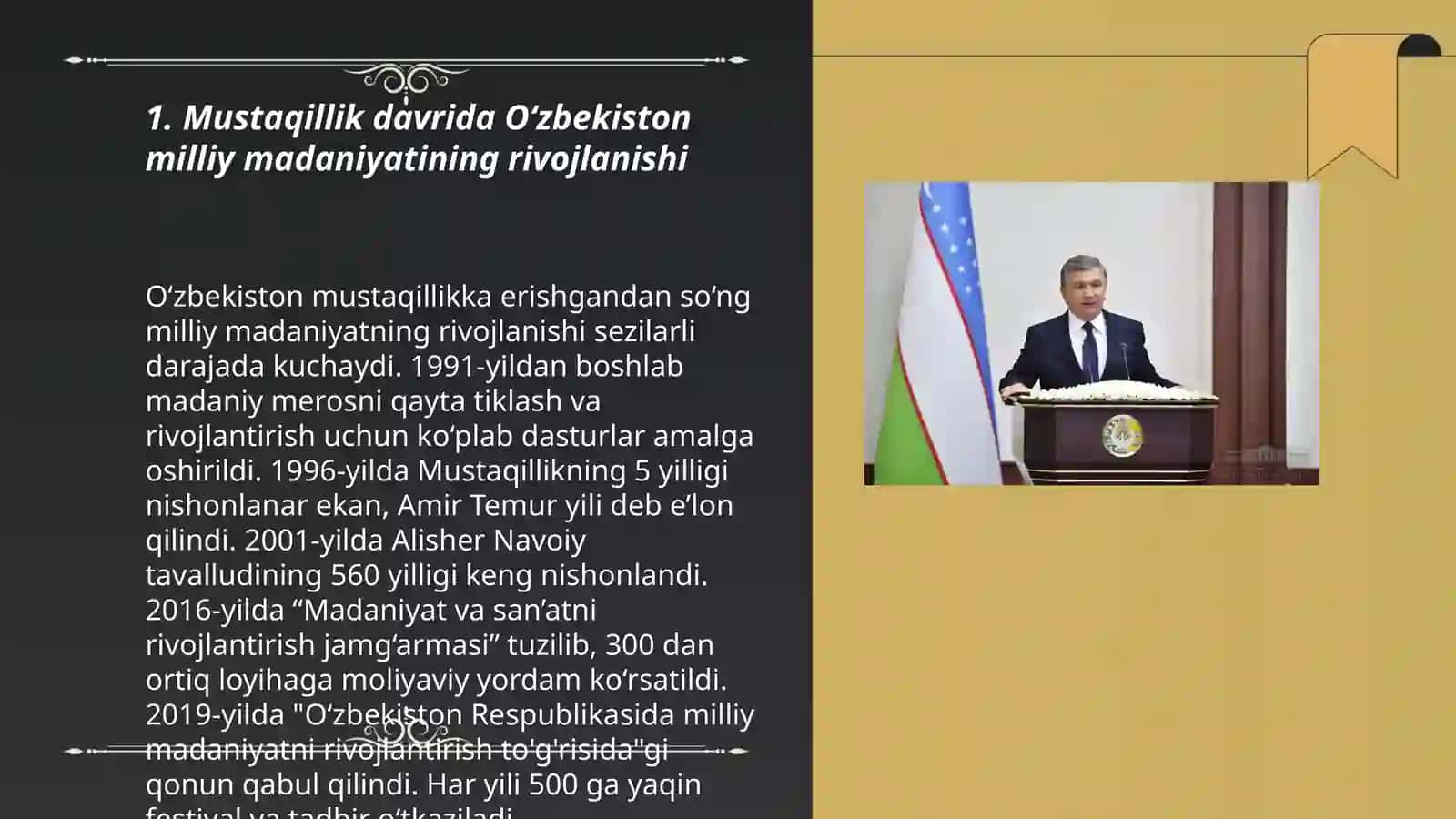 Mustaqillik yillaridagi ozbekistondagi ma'naviy va madaniy taraqqiyot 3