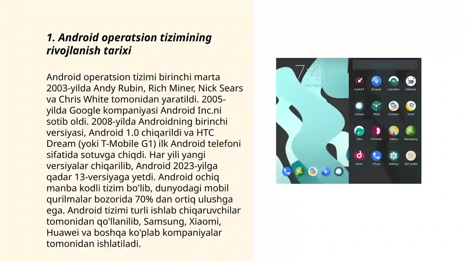 Android operatsion tizimi 3