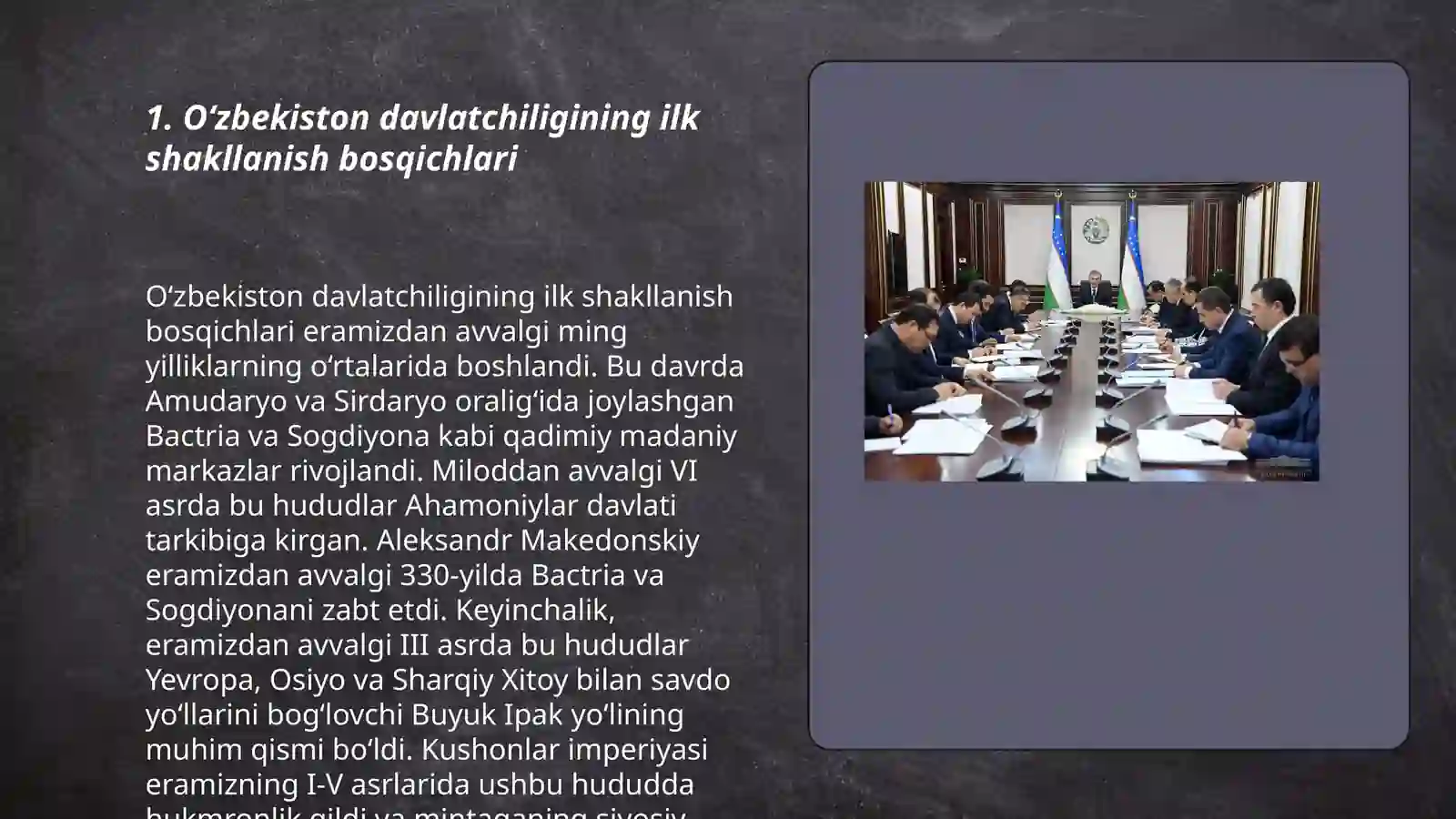 O'zbek davlatchiligining shakillanishi va taraqqiyot bosqichlari. Rossiya imperialism va sovet hukmronligi davrida o'lkadagi ijtimoiy-iqtisodiy, siyosiy va ma'naviy jarayonlar 3