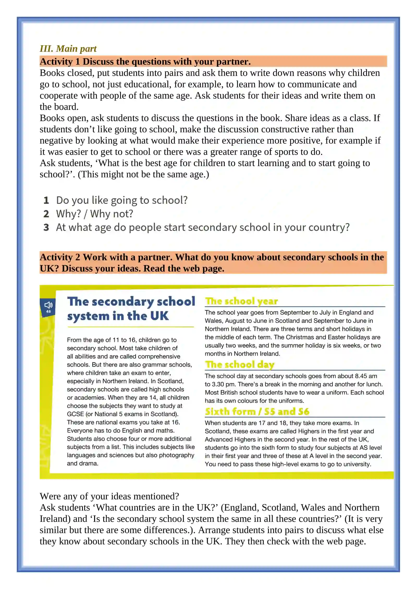 Secondary school in the UK 3