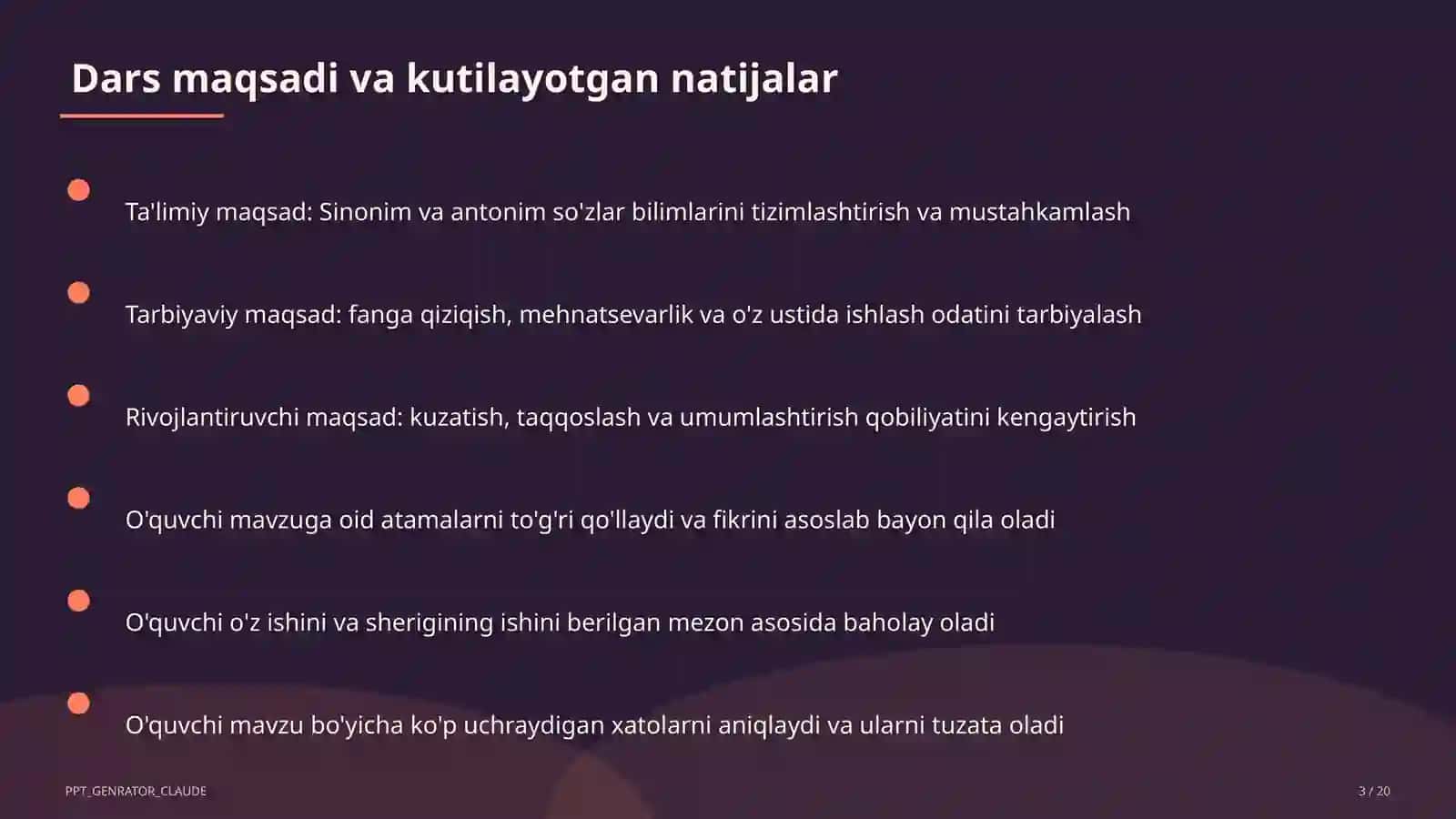 Sinonim va antonim so'zlar (3-sinf) 3