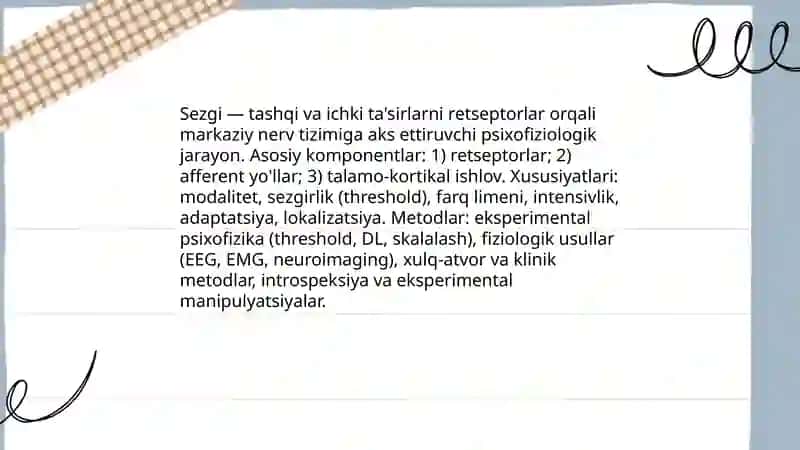 Sezgining tasnifi va klassifikatsiyalari 3