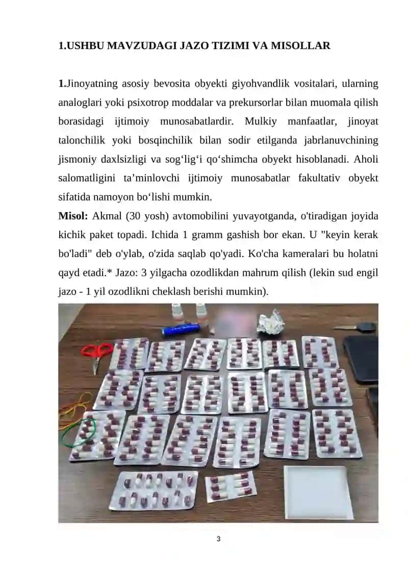 GIYOVANDLIK VOSITALARI, ULARNING ANALOGLARI YOKI PSIXOTROP MODDALARNI QONUNGA XILOF RAVISHDA EGALLASH 3