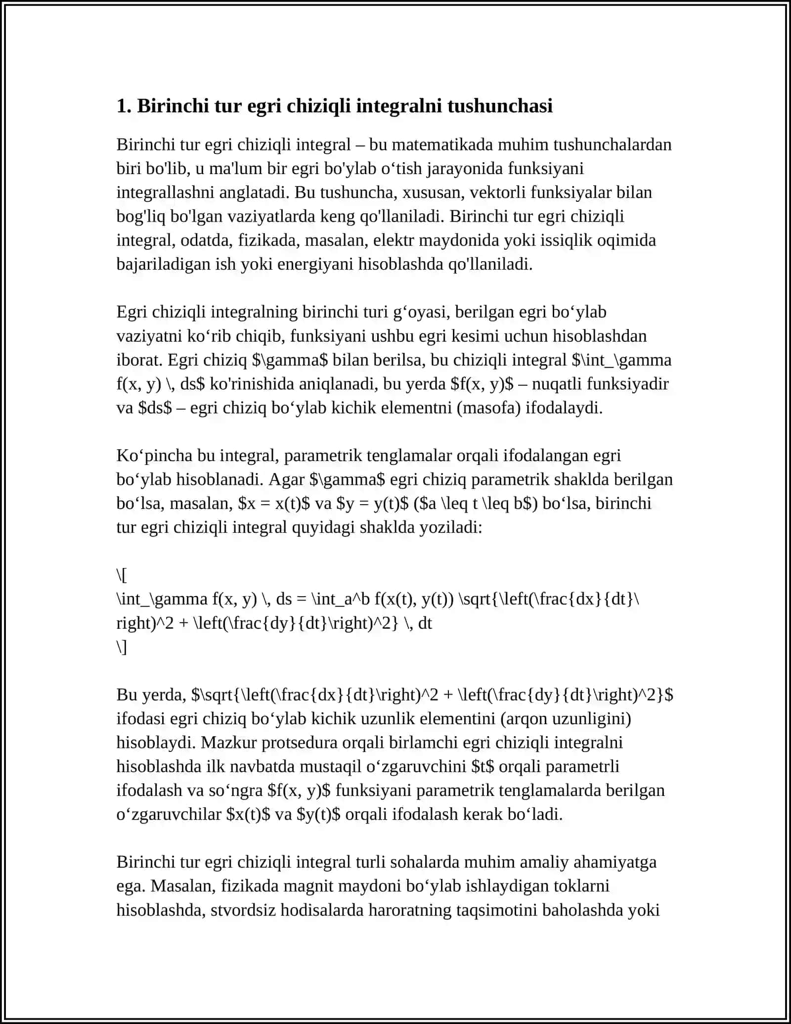 BIRINCHI VA IKKINCHI TUR EGRI CHIZIQLI INTEGRALLARNI HISOBLASH 3