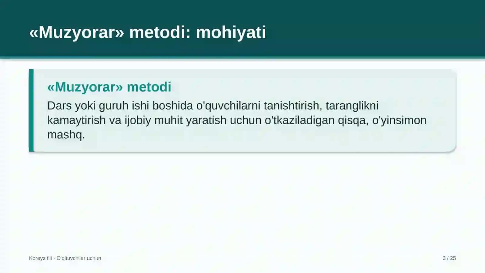 koreys tili darslarida muzyorar metodidan foydalanish 5976 3