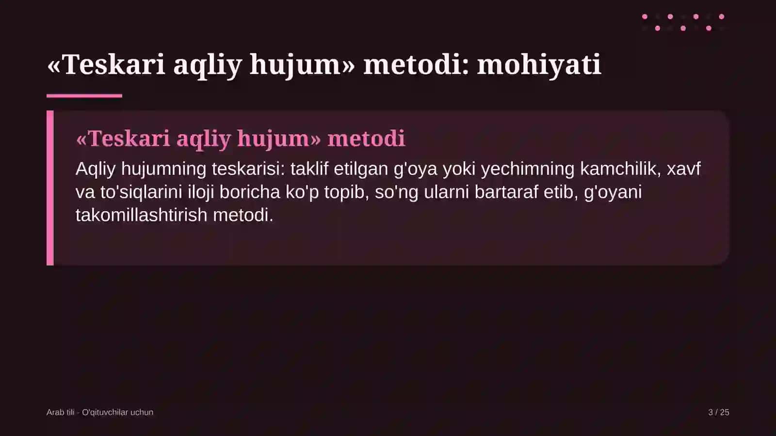 arab tili darslarida teskari aqliy hujum metodidan foydalanish 5487 3