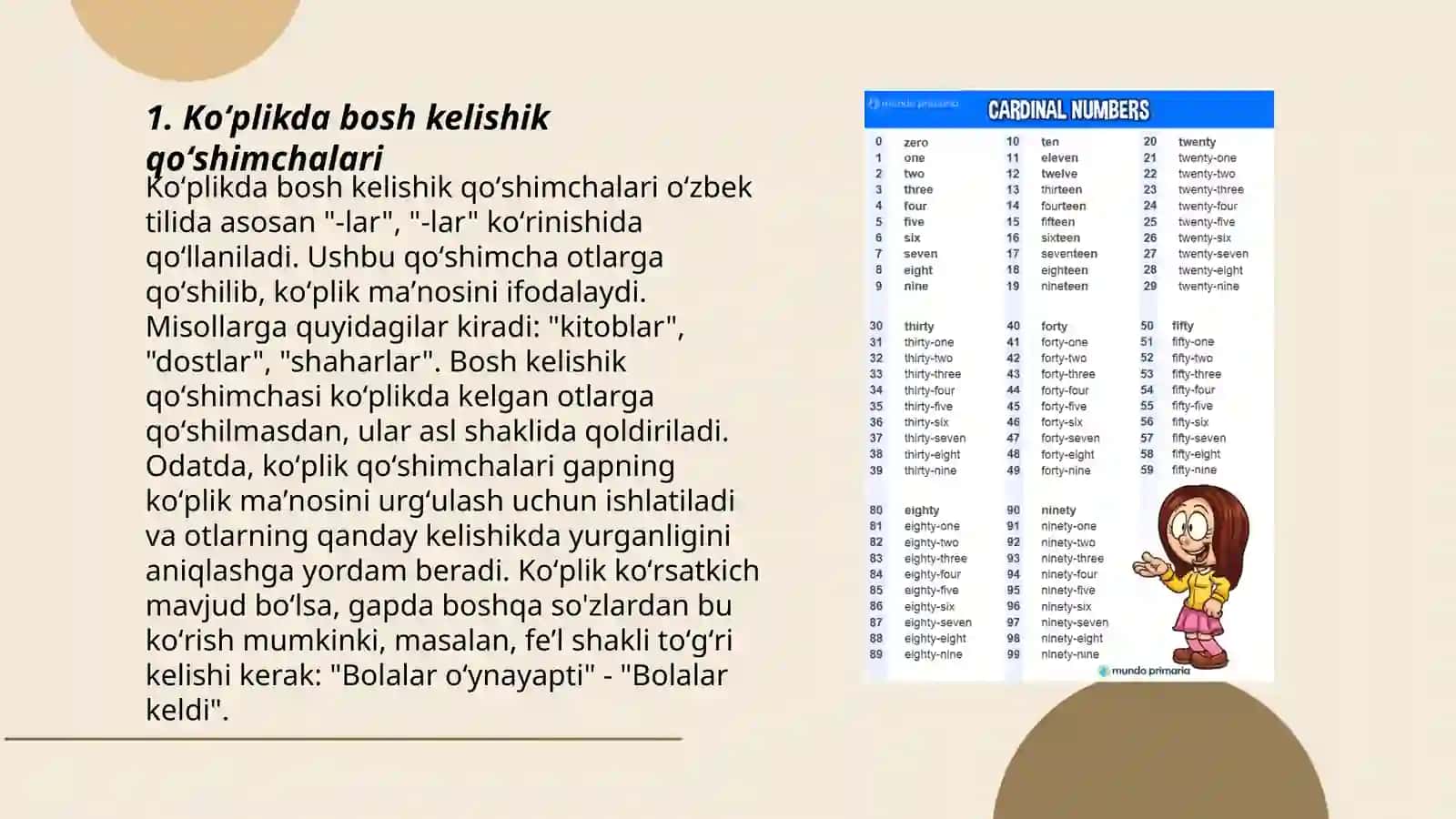 Otlarning bosh va qaratqich kelishik qoʻshimchalari 3