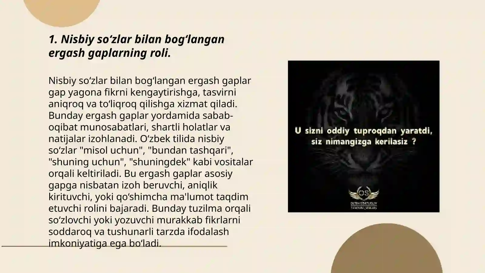 Nisbiy sozli ergashgan qoshma gaplar 3