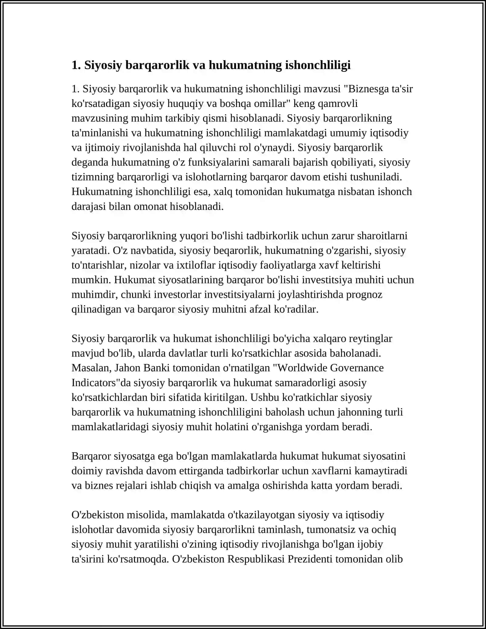 BIZNESGA TASIR KORSATADIGAN SIYOSIY HUQUQIY VA BOWQA OMILLAR 3