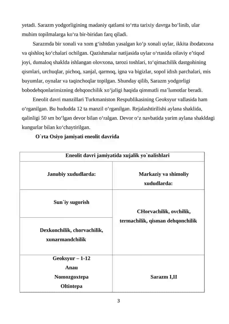 Oʻrta Osiyodagi eneolit davri — ibtidoiy manzilgohlari 3