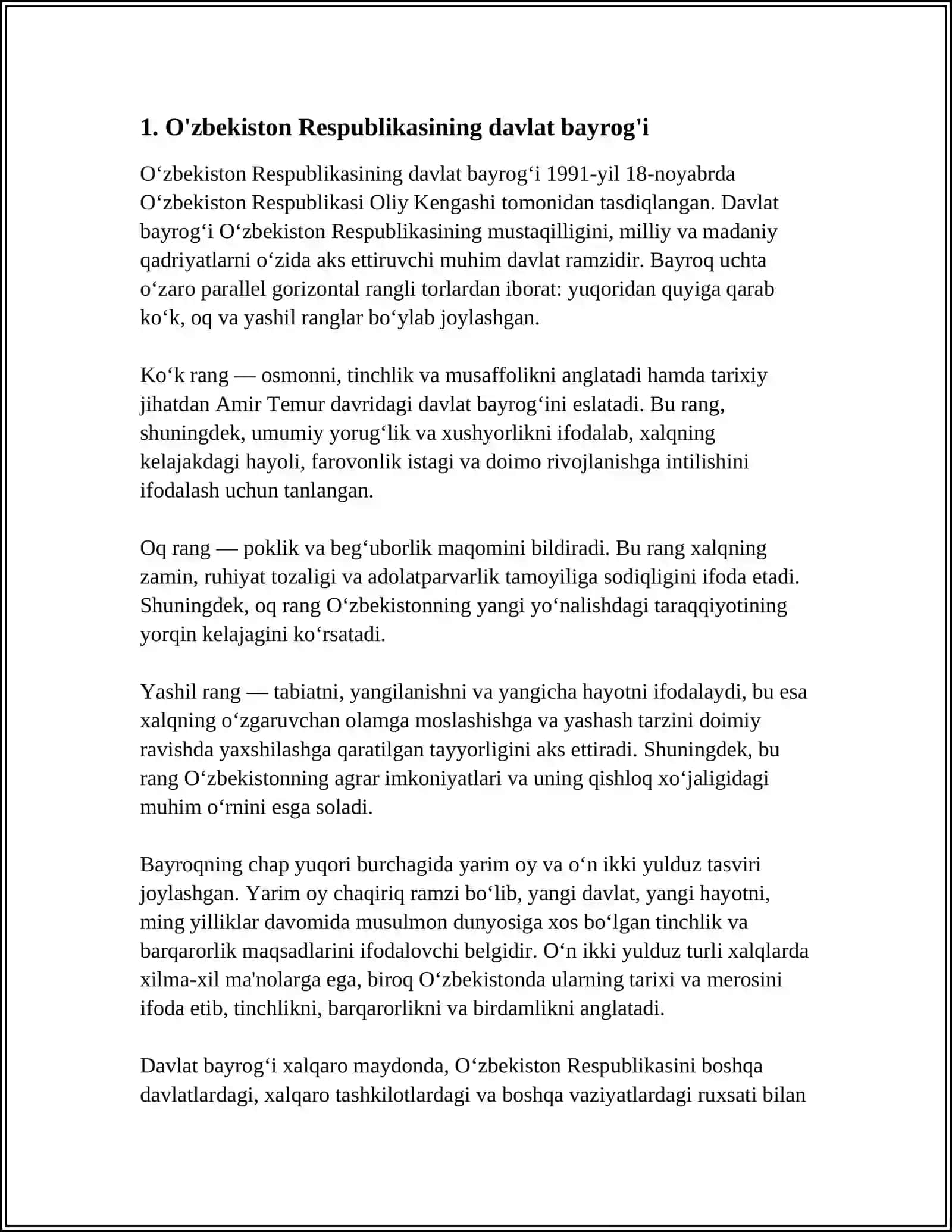 O‘ZBEKISTON RESPUBLIKASI DAVLAT RAMZLARI 3