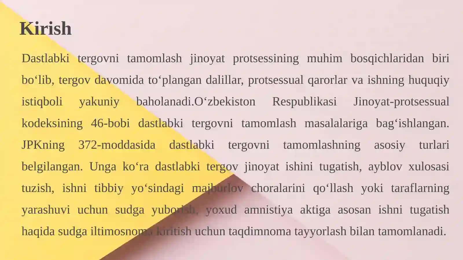 DASTLABKI TERGOVNI TAMOMLASH VA UNING TURLARI 3