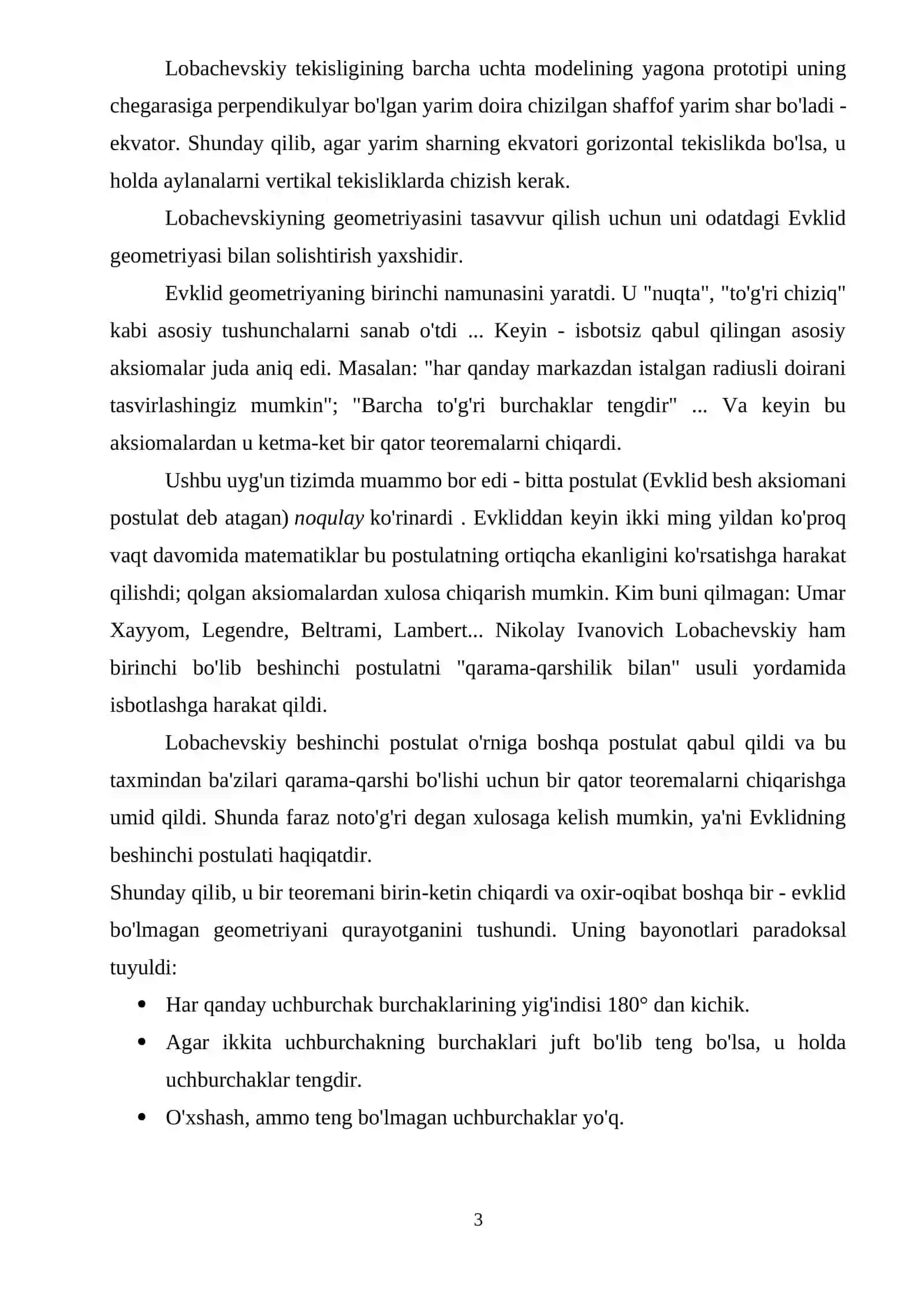 Lobachevskiy tekisligining turli modellari 3