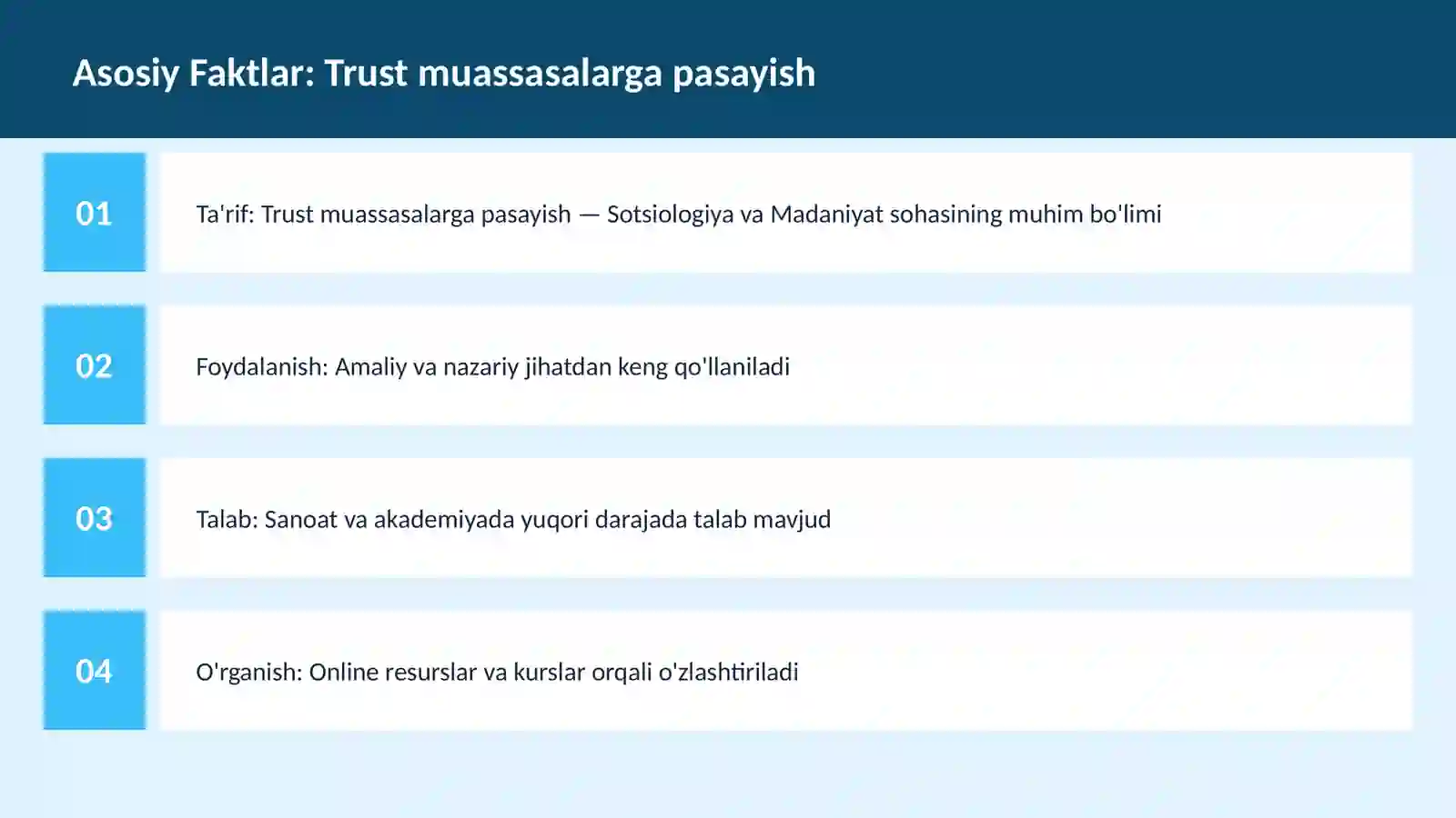 Trust muassasalarga pasayish 3