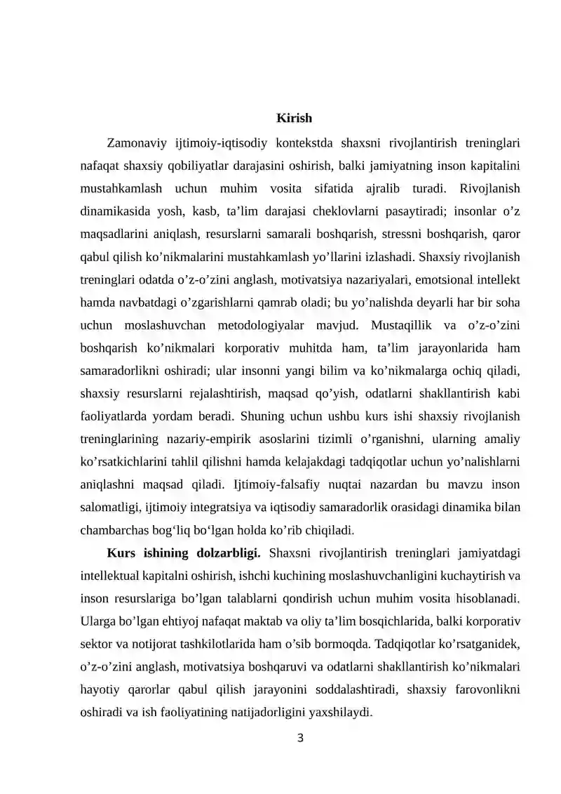 Shaxsni rivojlantirish treninglarini o’rganish 3