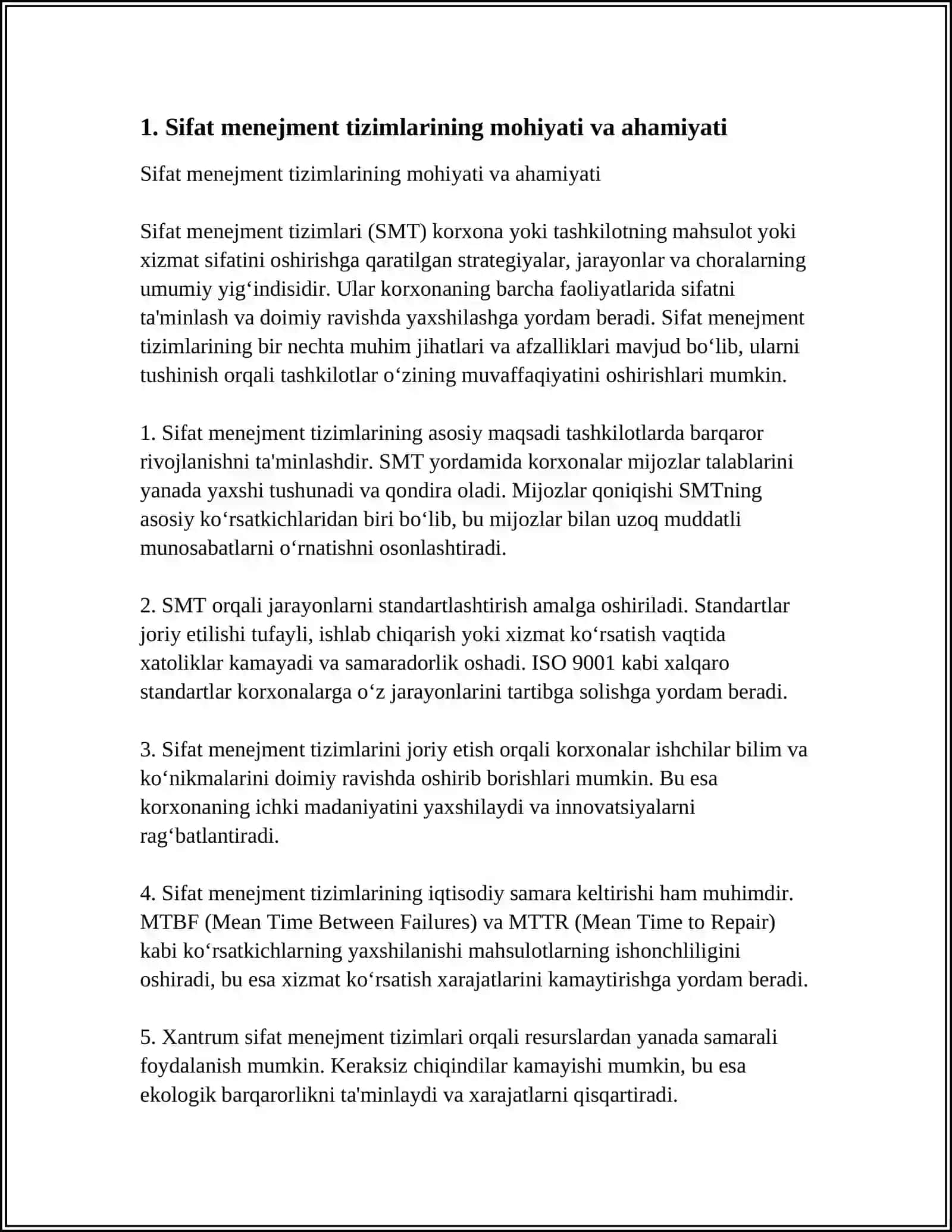 MEHMONDOSTLIKDA SIFAT MENEJMENT TIZIMLARI 3