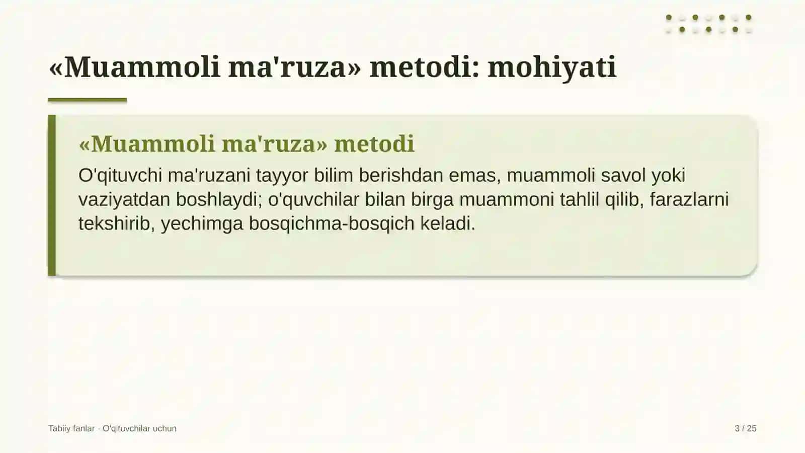 tabiiy fanlar darslarida muammoli ma'ruza metodidan foydalanish 8747 3