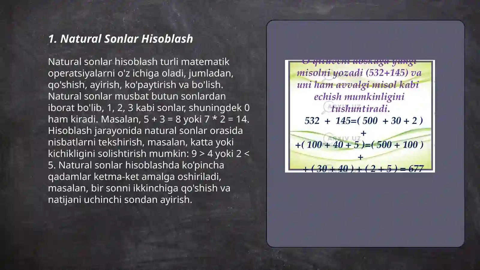 Natural Sonlar Hisoblash 3