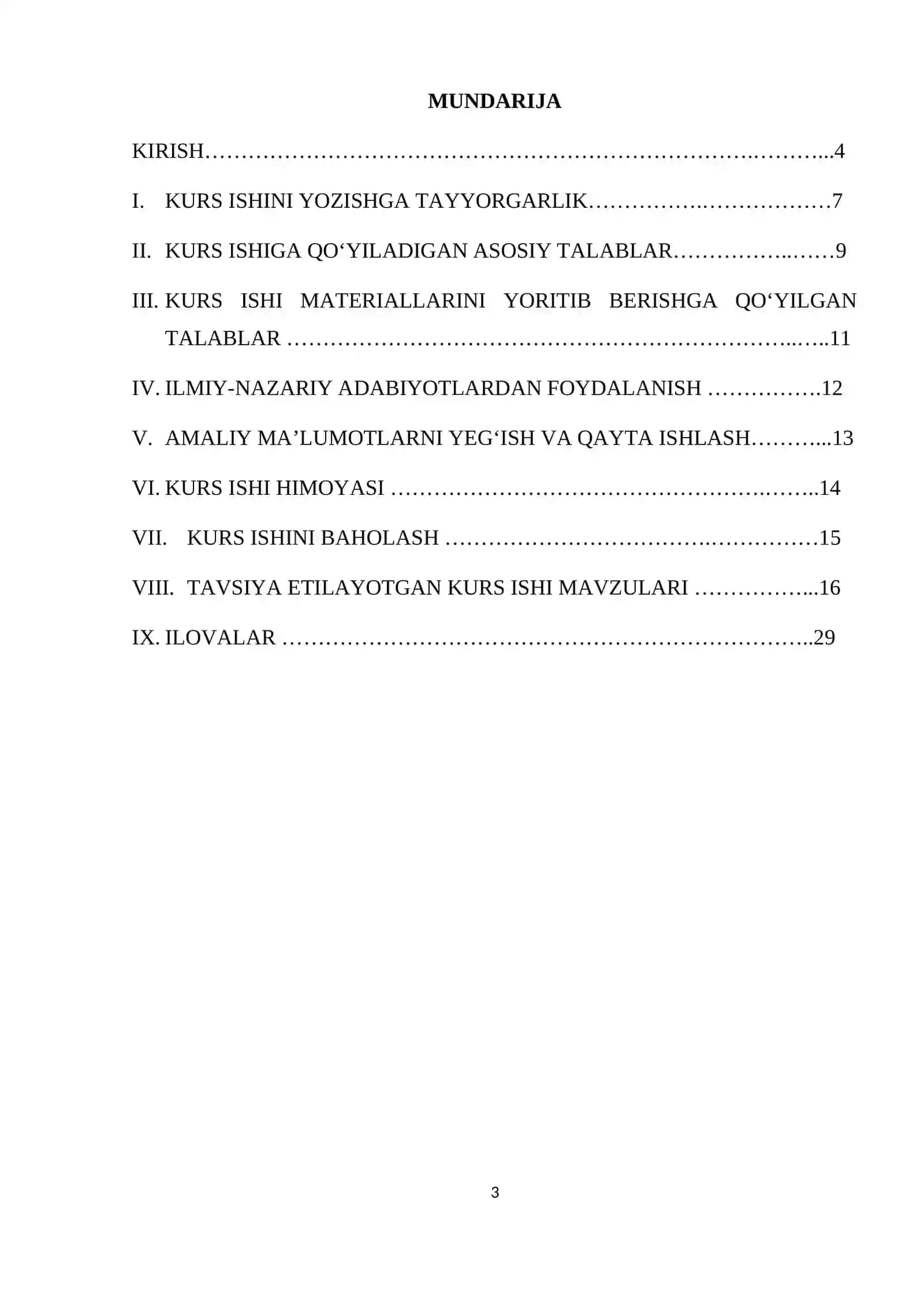 Kurs ishlarini tayyorlash va himoya qilish tartiblari 3