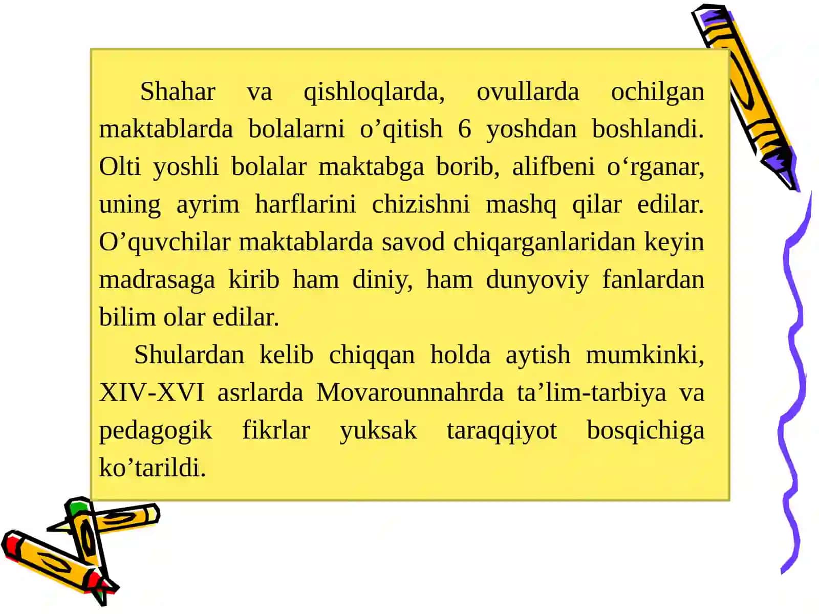 XIV ASRNING IKKINCHI YARMI VA XVI ASRDA MOVARAUNNAHRDA TARBIYA, MAKTAB VA PEDAGOGIK FIKRLAR RIVOJI 3
