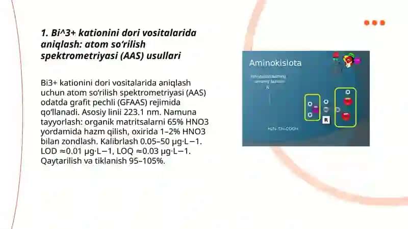 Bi +3 kationni tibiyotda qolanishi va dori vositalari 3