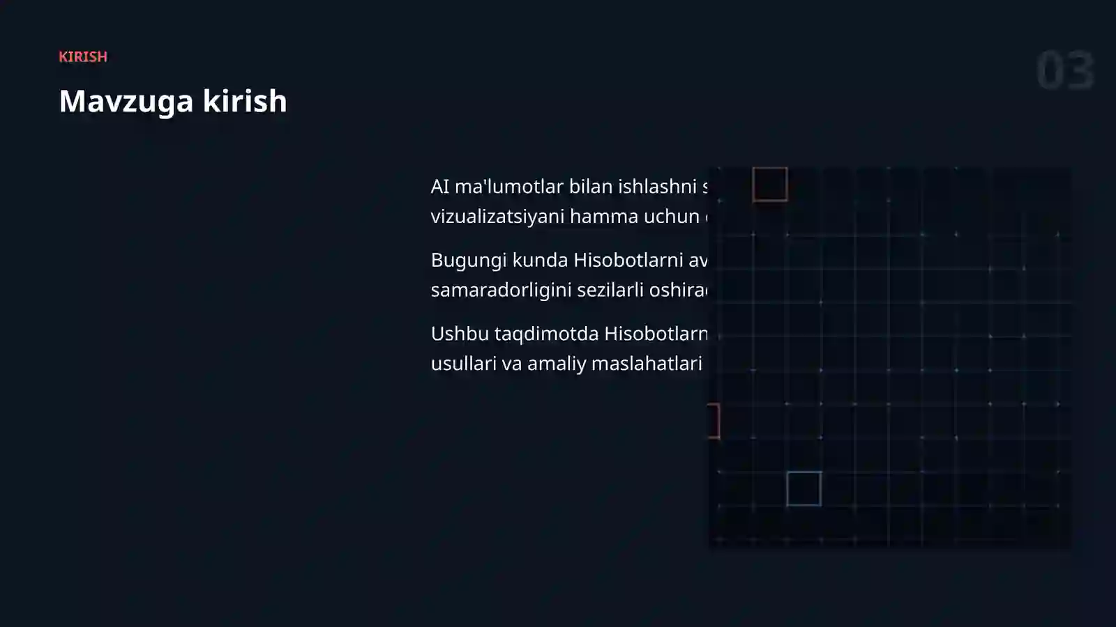 AI MA'LUMOTLAR BILAN ISHLASH 3