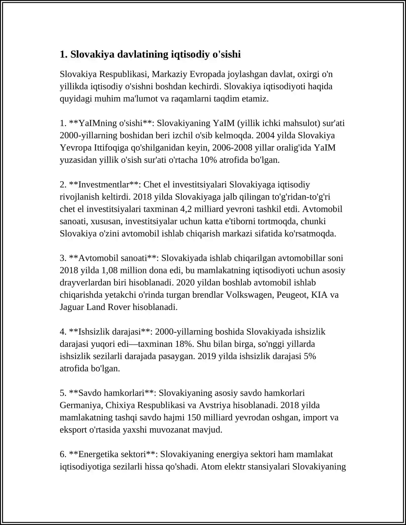 SLAVAKIYA DAVLATINING YALPI ICHKI MAHSULOTI VA IQTISODIYOTI 3