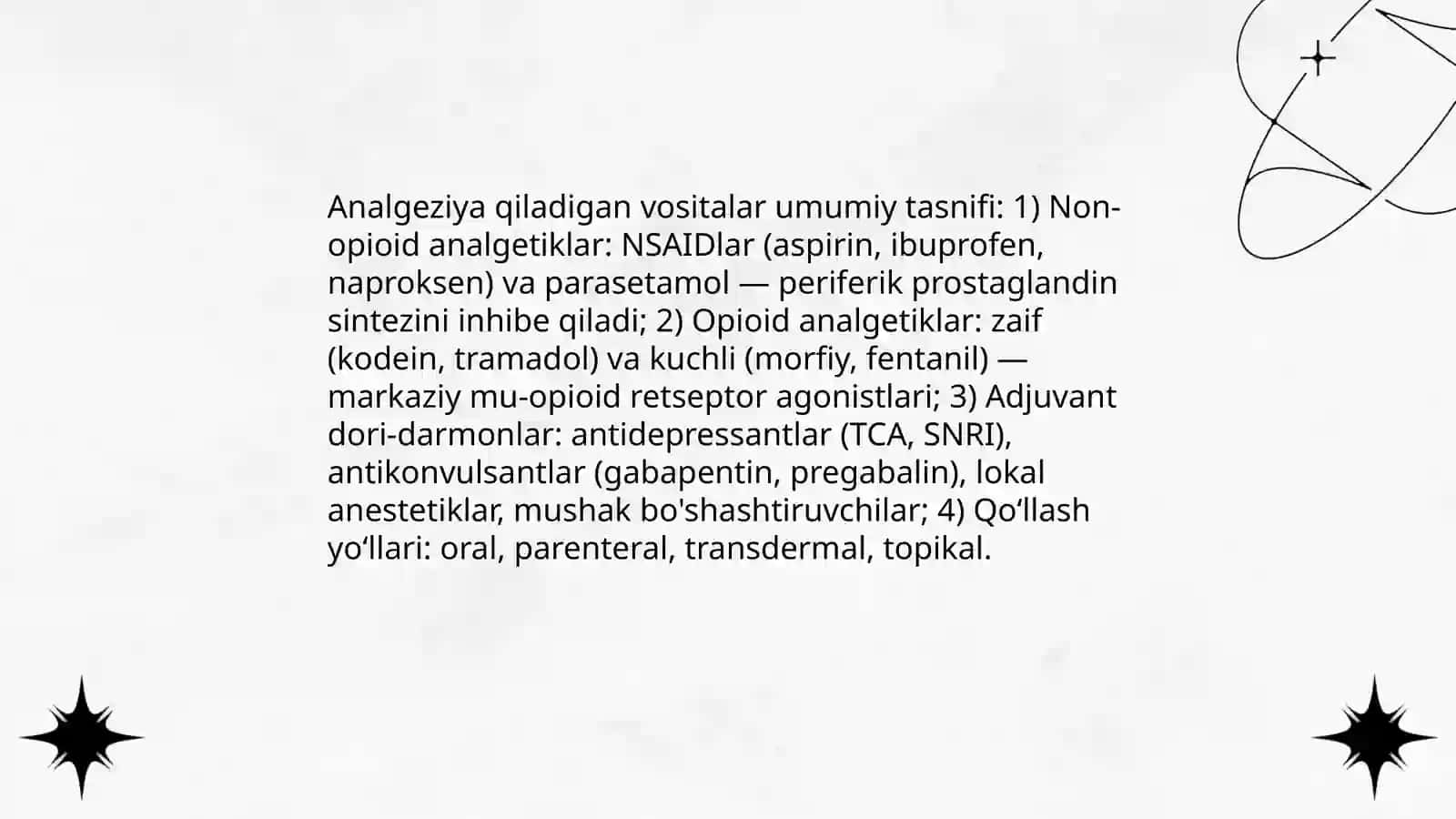 Analgeziya qiladigan vositalar ta'sir xossalari 3