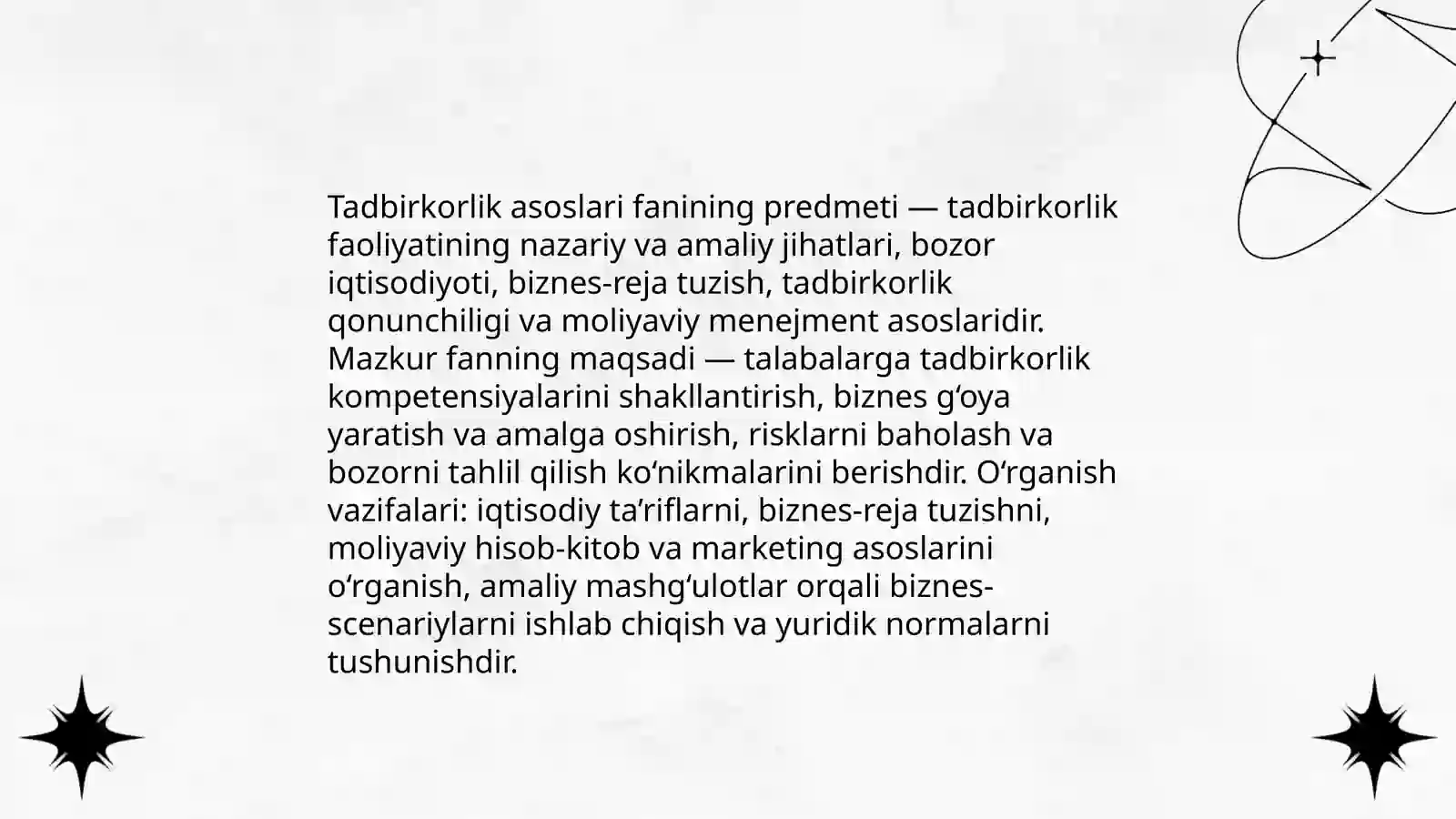 Tadbirkorlik asoslari fanining predmeti va o‘rganish usullari 3