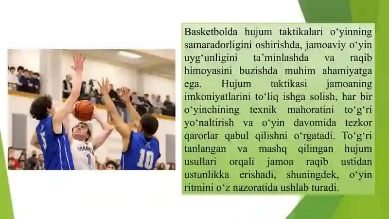 Basketbol hujum taktikasiga o‘rgatish, yakka taktik harakatlarga o‘rgatish 3