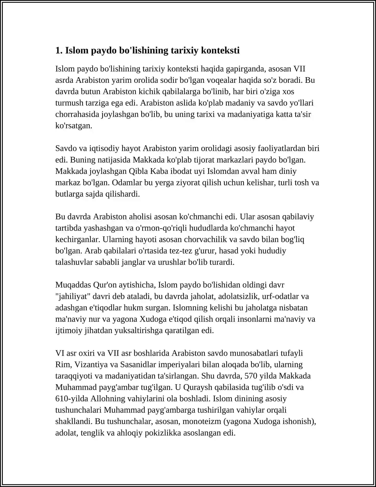 ISLAM OQIMLARI VA YO'NALISHLARINI PAYDO BO'LISHI 3