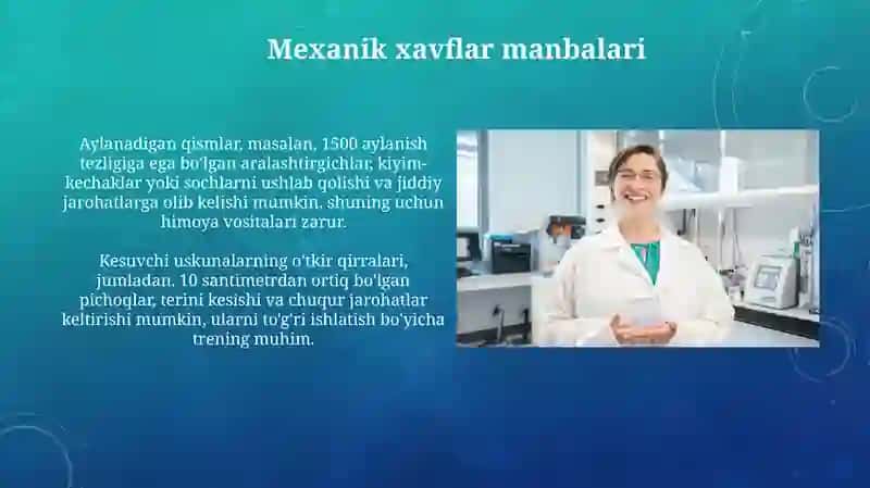Farmatsevtika sohasida mehnat faoliyati xavfsizligiga taʼsir etuvchi mexanik xavflar 3