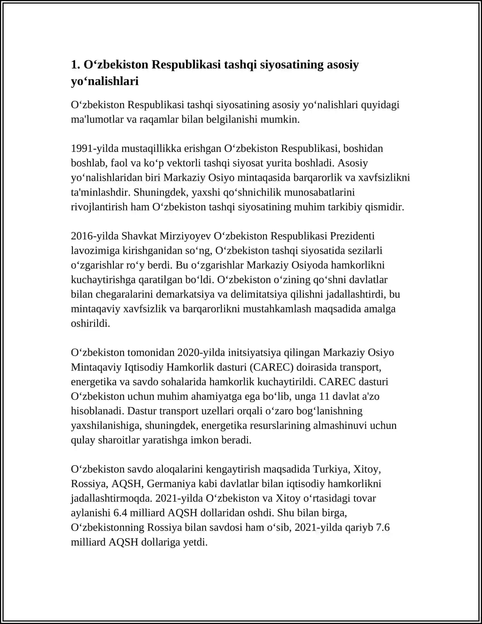 Oʻzbekiston Respublikasi Xalqaro Hamjamiyatning Faol Subyekti 3