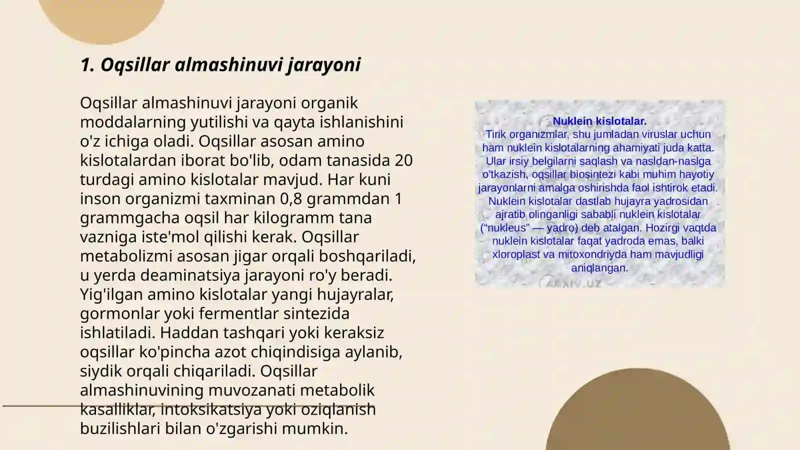 Oqsillar almashinuvi 3