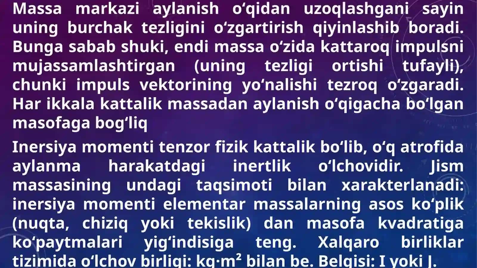 Jisimlarning inertsiya momentlarini hisoblash 3