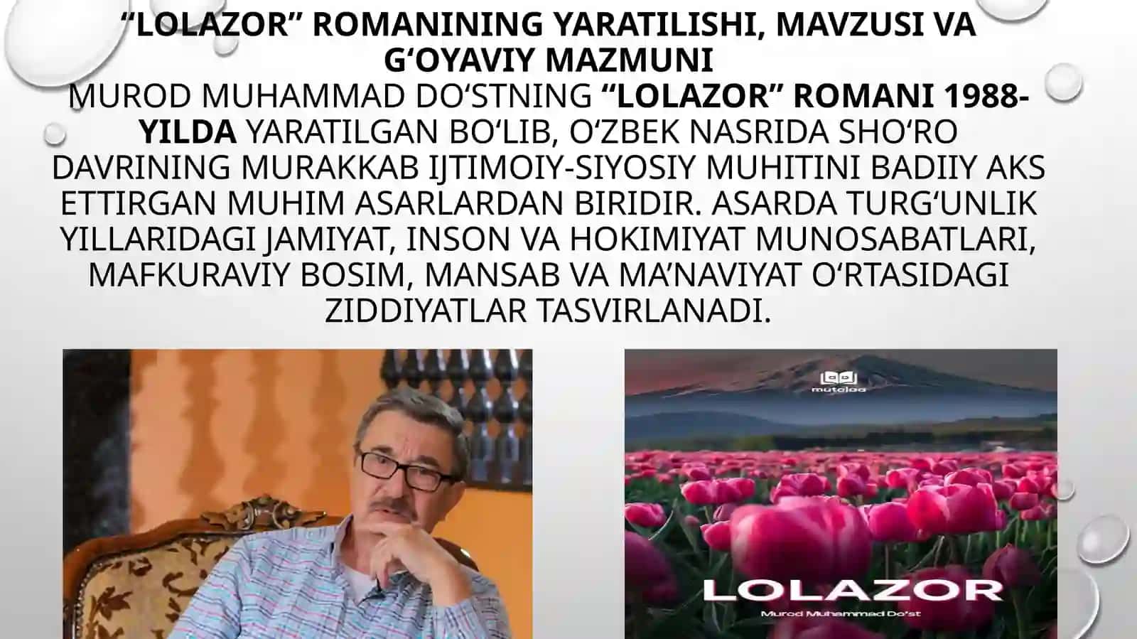 Murod Muhammad Do‘stning “Lolazor” romani tahlili 3