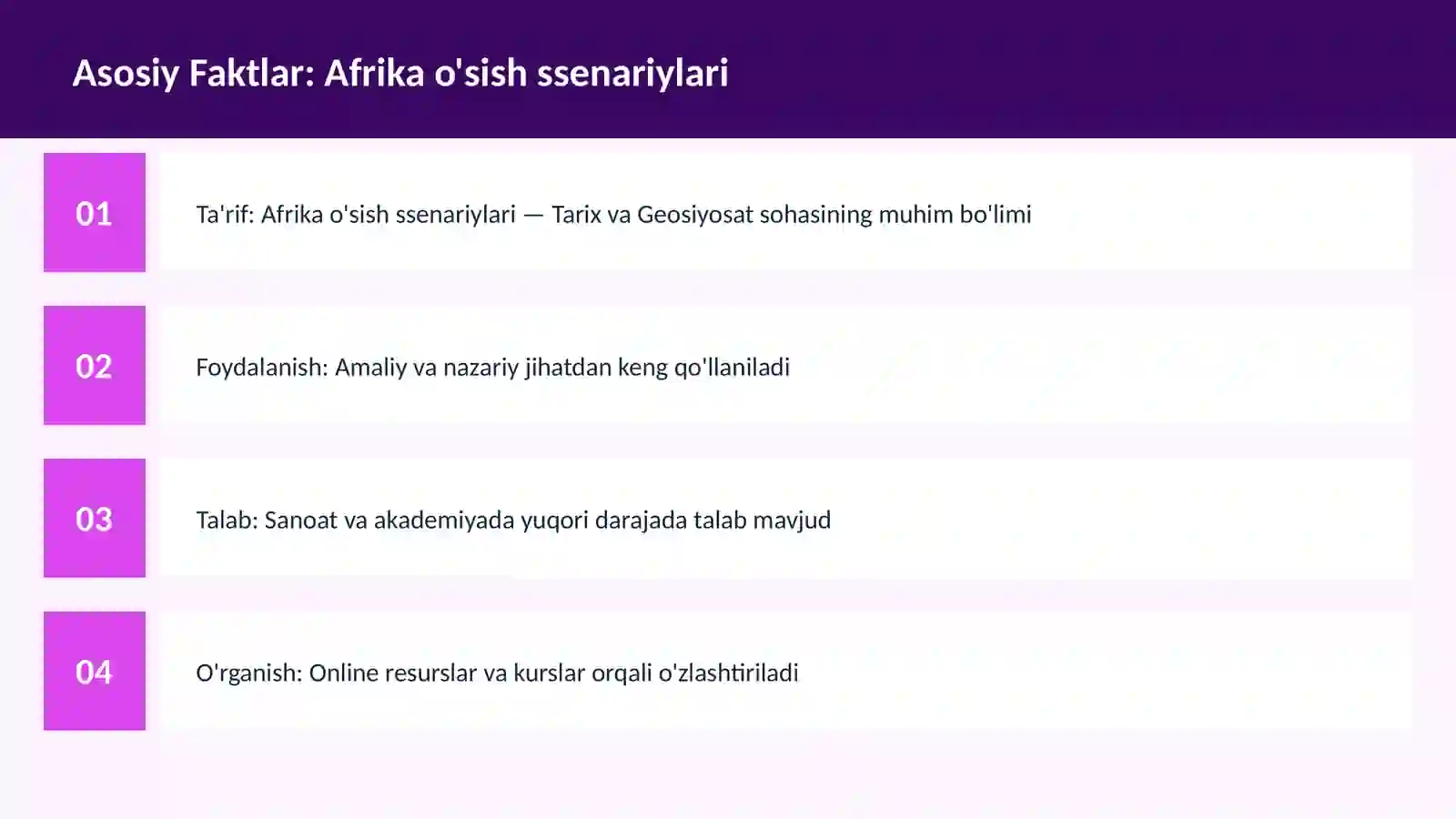 Afrika o'sish ssenariylari 3
