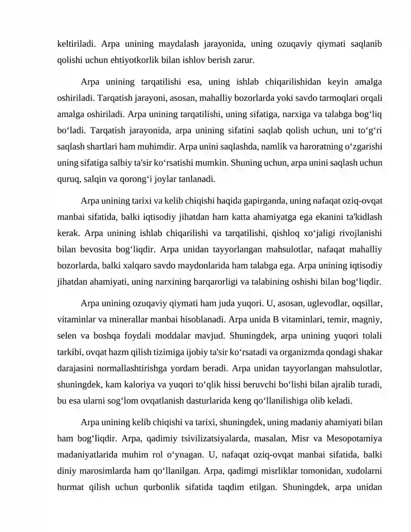 Arpa uni haqida 3