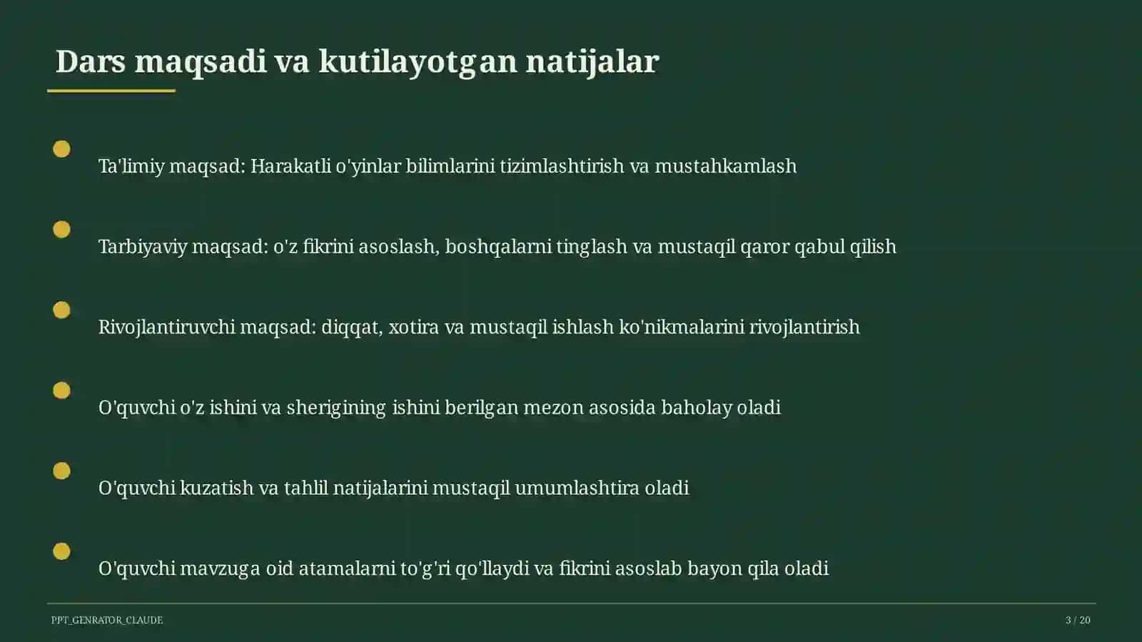 Harakatli o'yinlar (1-sinf) 3