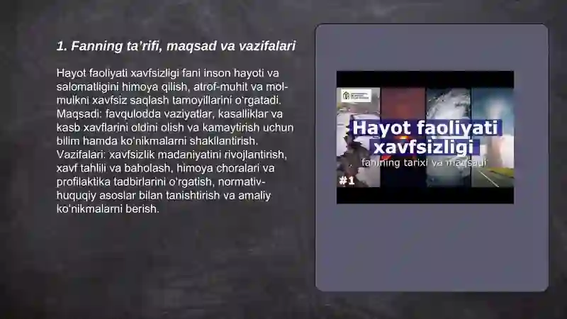 Hayot faoliyati xavfsizligi 3