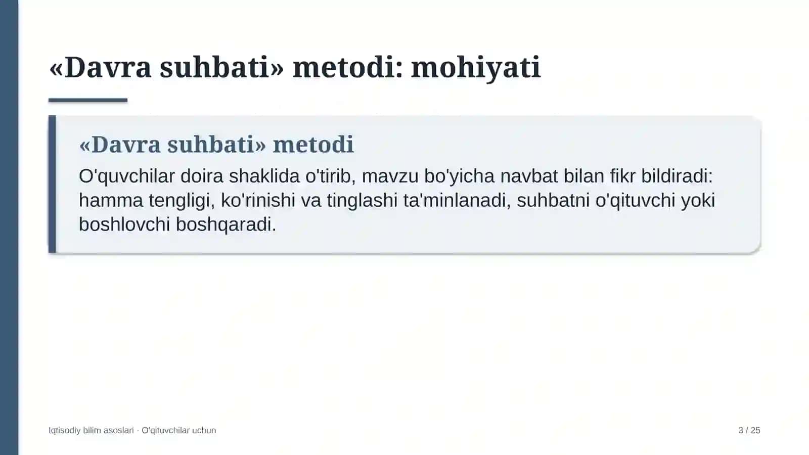 iqtisodiy bilim asoslari darslarida davra suhbati metodidan foydalanish 4278 3