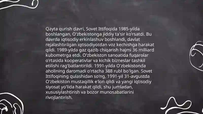 Qayta qurish yillarida O’zbekistondagi ijtimoiy-siyosiy vaziyat 3