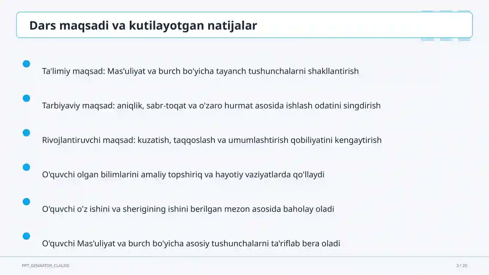 Mas'uliyat va burch (6-sinf) 3