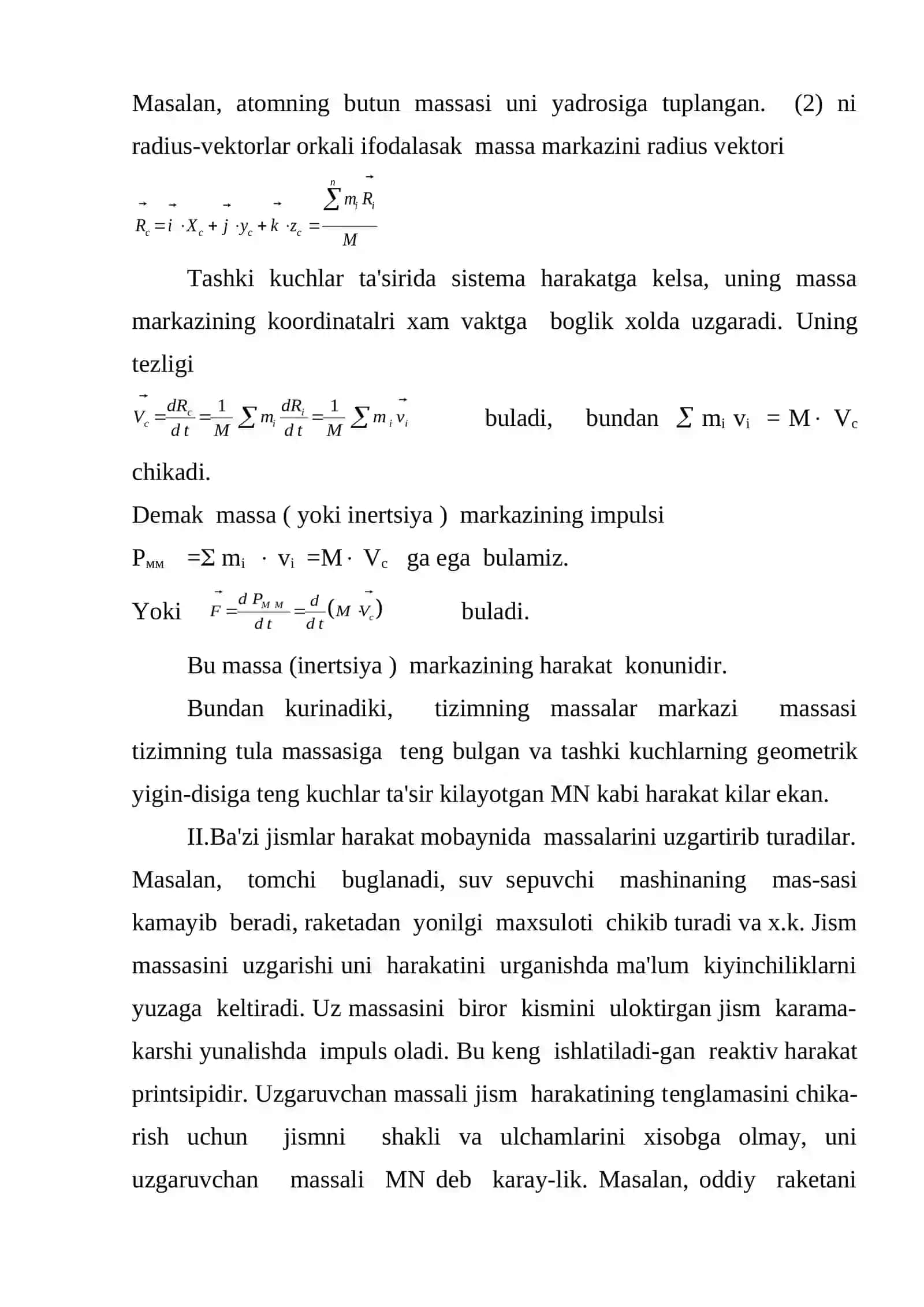 Moddiy nuqtalar tizimining dinamikasi 3
