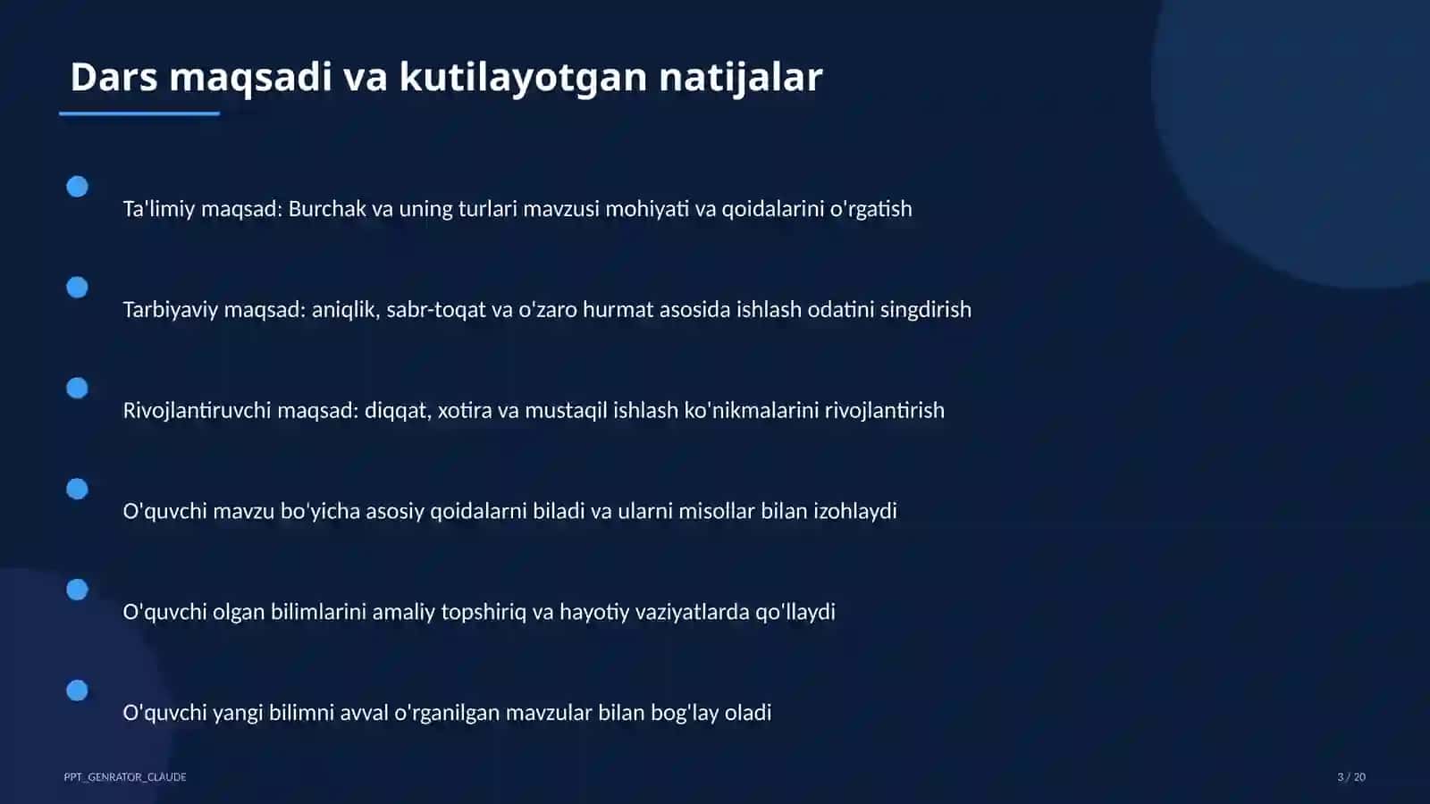 Burchak va uning turlari (4-sinf) 3