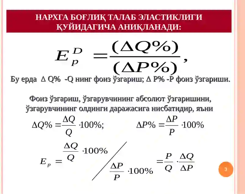 Талаб ва таклиф эластиклиги 3