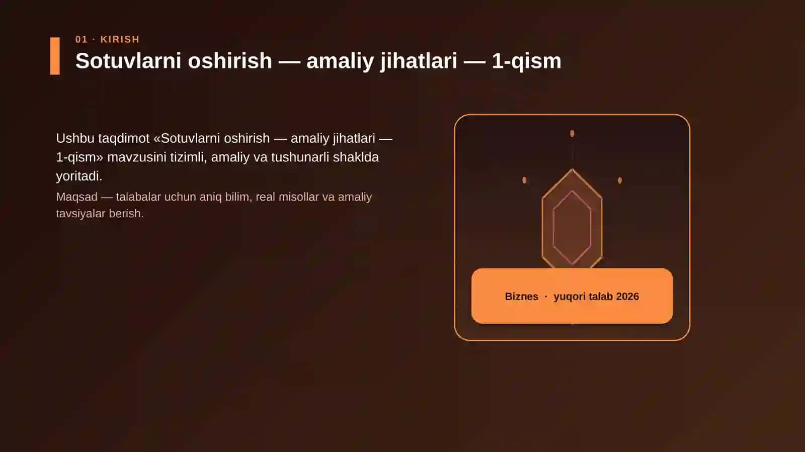 Sotuvlarni oshirish — amaliy jihatlari — 1-qism 3